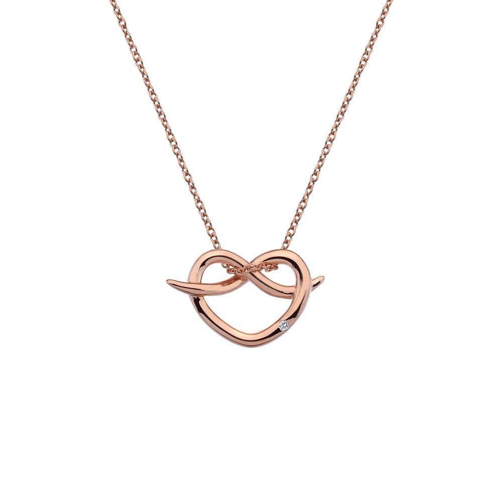 Twist Heart Silver Pendant - Rose Gold Plate
