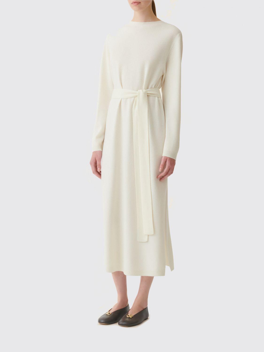Wool and Cashmere Blend Midi Knit Dress with Waist Belt