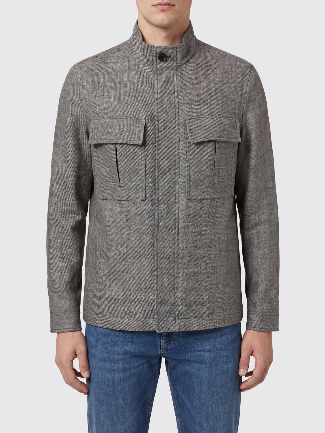 Lightweight Linen and Cashmere Jacket with High Neck and Concealed Closure