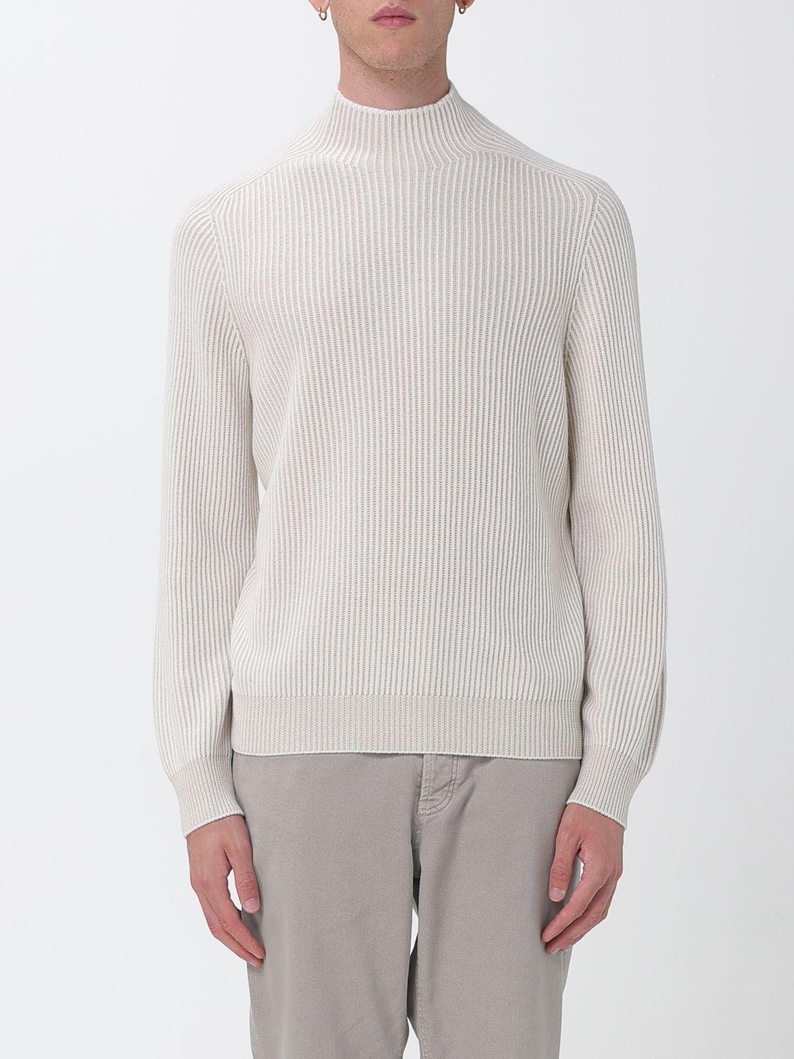 High-Neck Jumper in Pure Sand-Coloured Cashmere