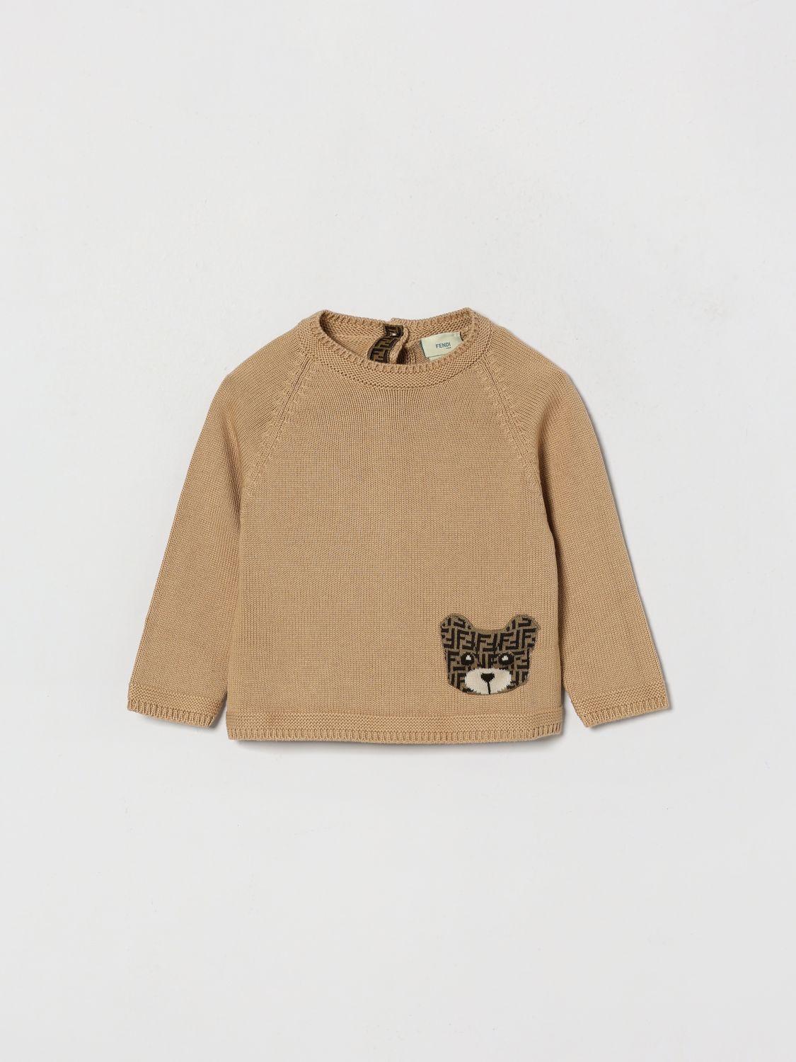 Boy’s Cotton and Cashmere Jumper with FF Monogram and Teddy