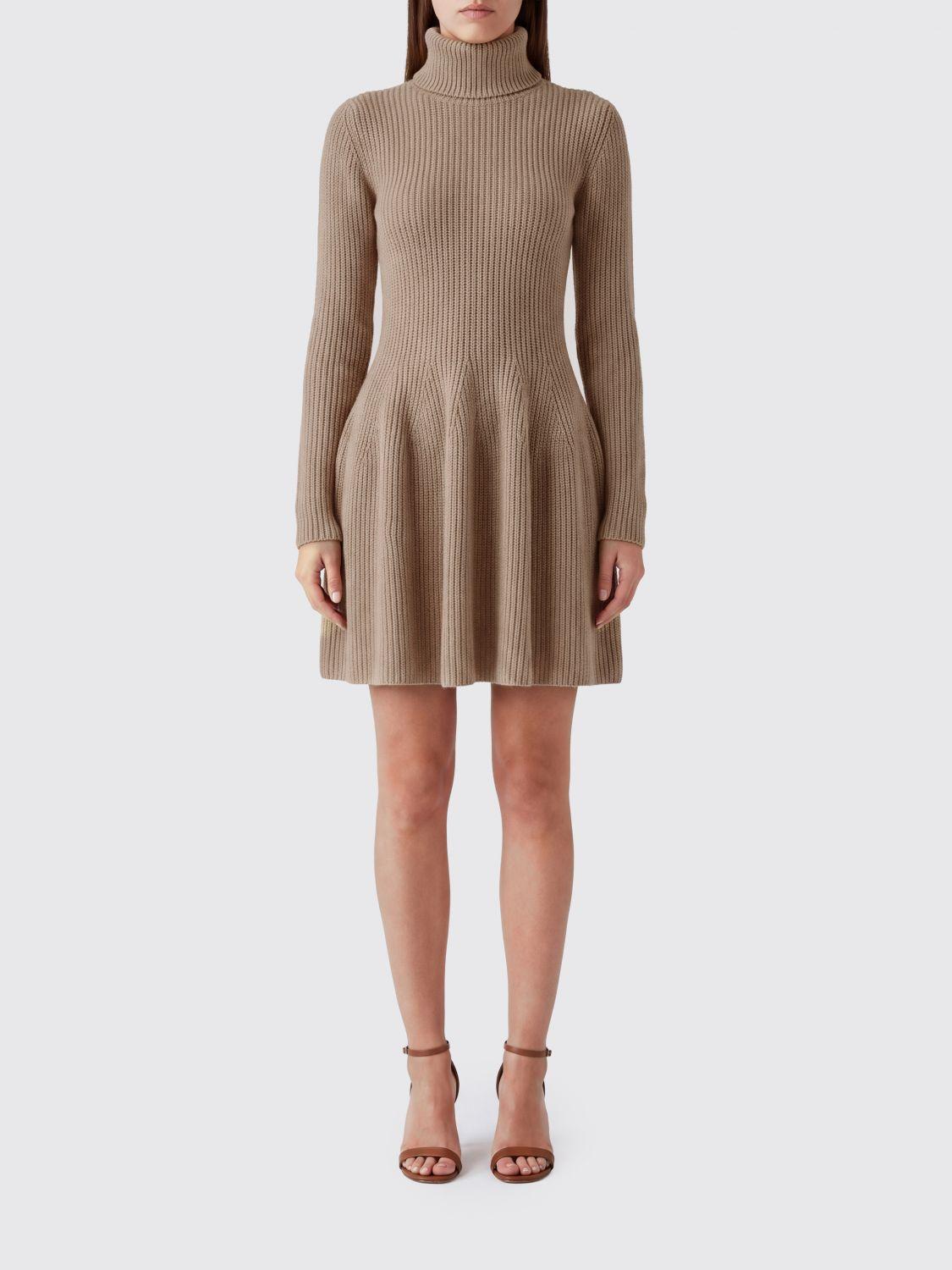 Ribbed 100% Cashmere Polo Neck Mini Dress