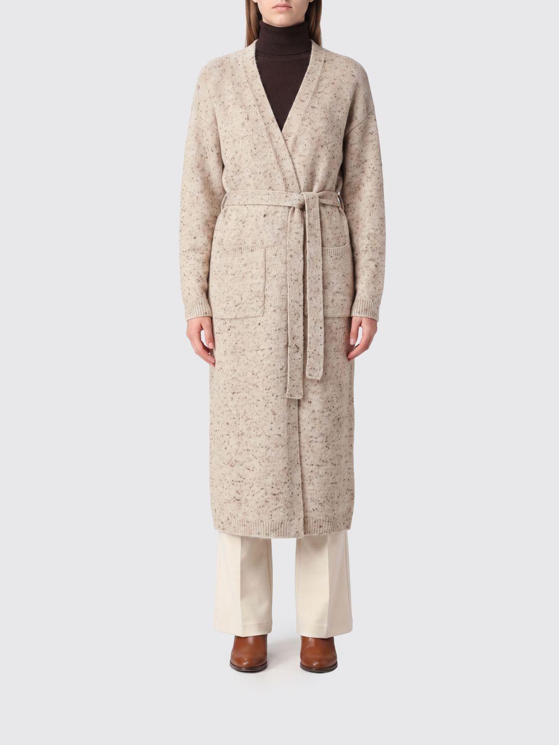 Long Robe-Style Cardigan in Wool and Cashmere with Belt