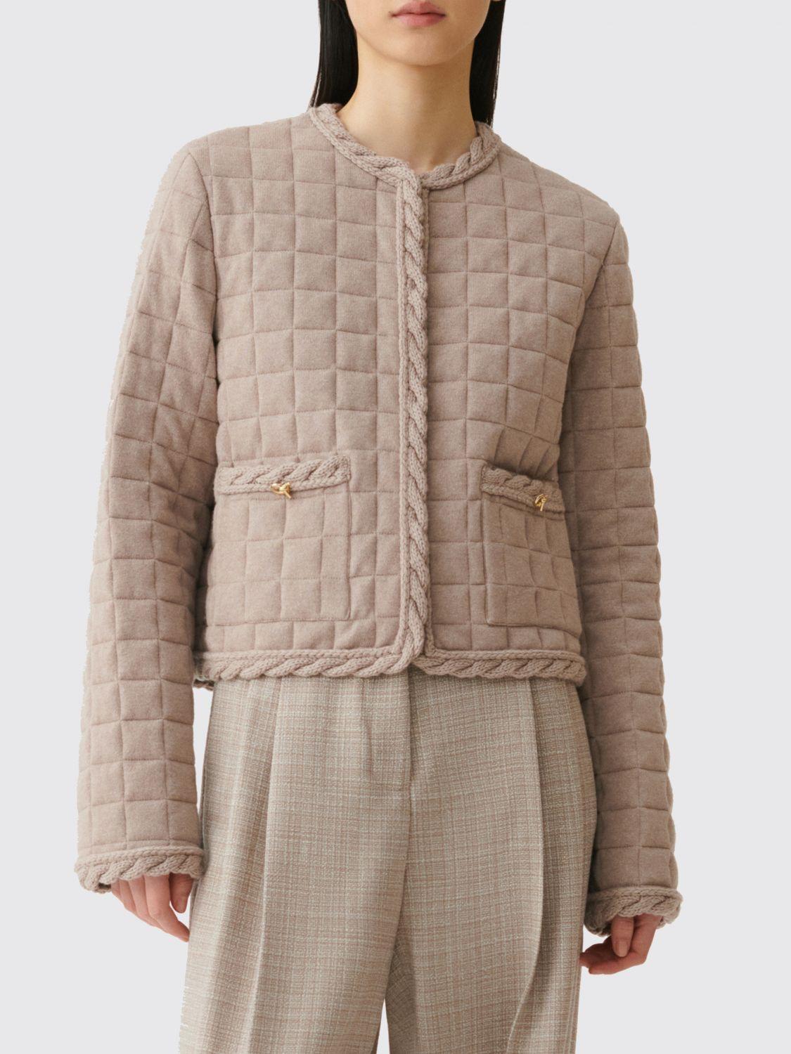 Short Down Jacket in Wool and Cashmere with Crochet Details