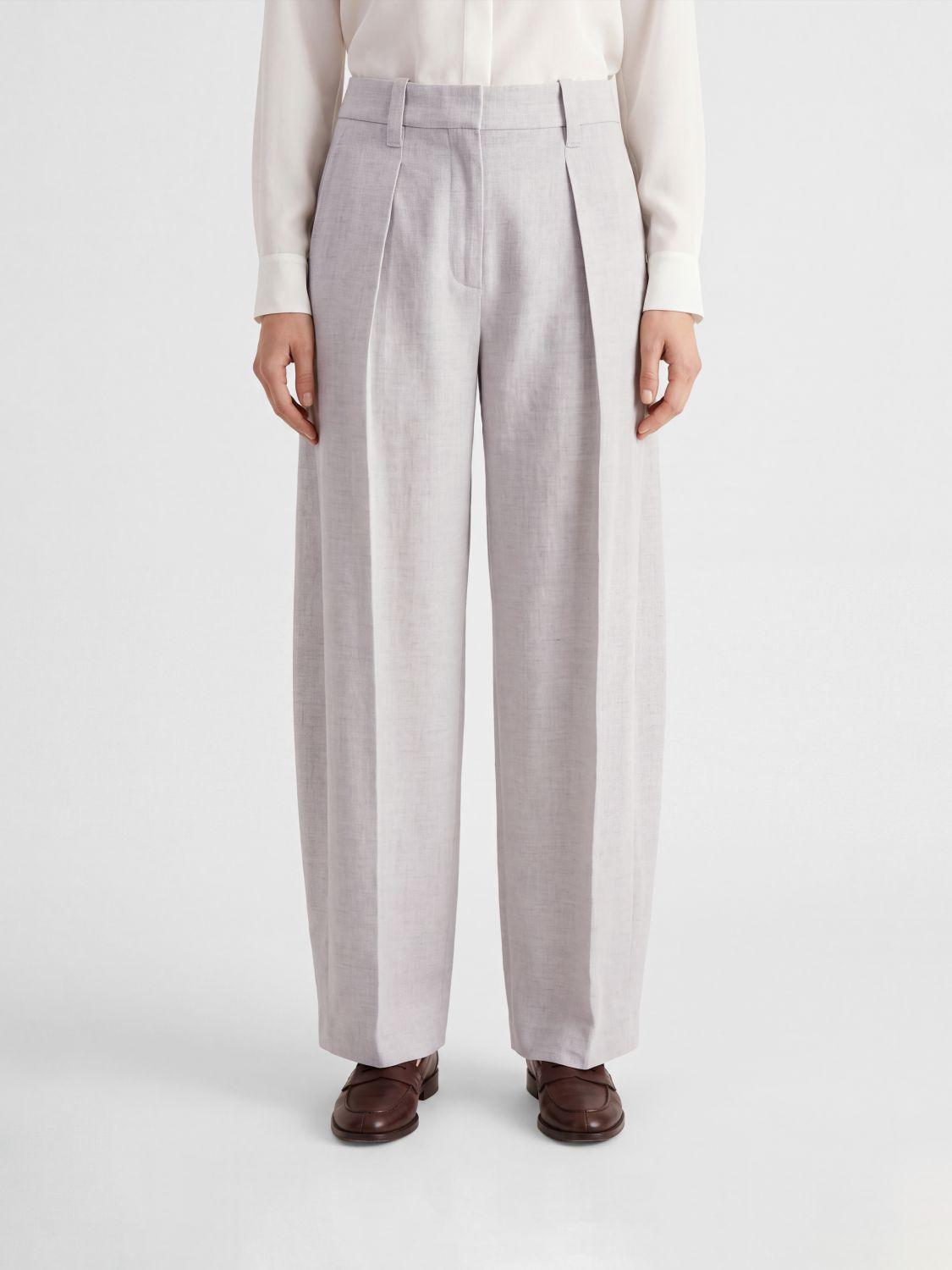 Tailored Wide-Leg Wool and Cashmere Trousers with Monili
