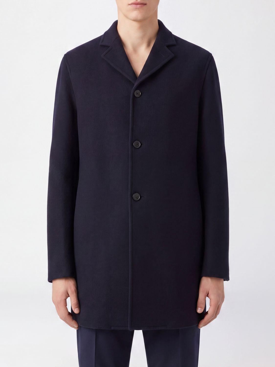 Single-Breasted Short Coat in Cashmere and Virgin Wool Blend with a Lapel Collar