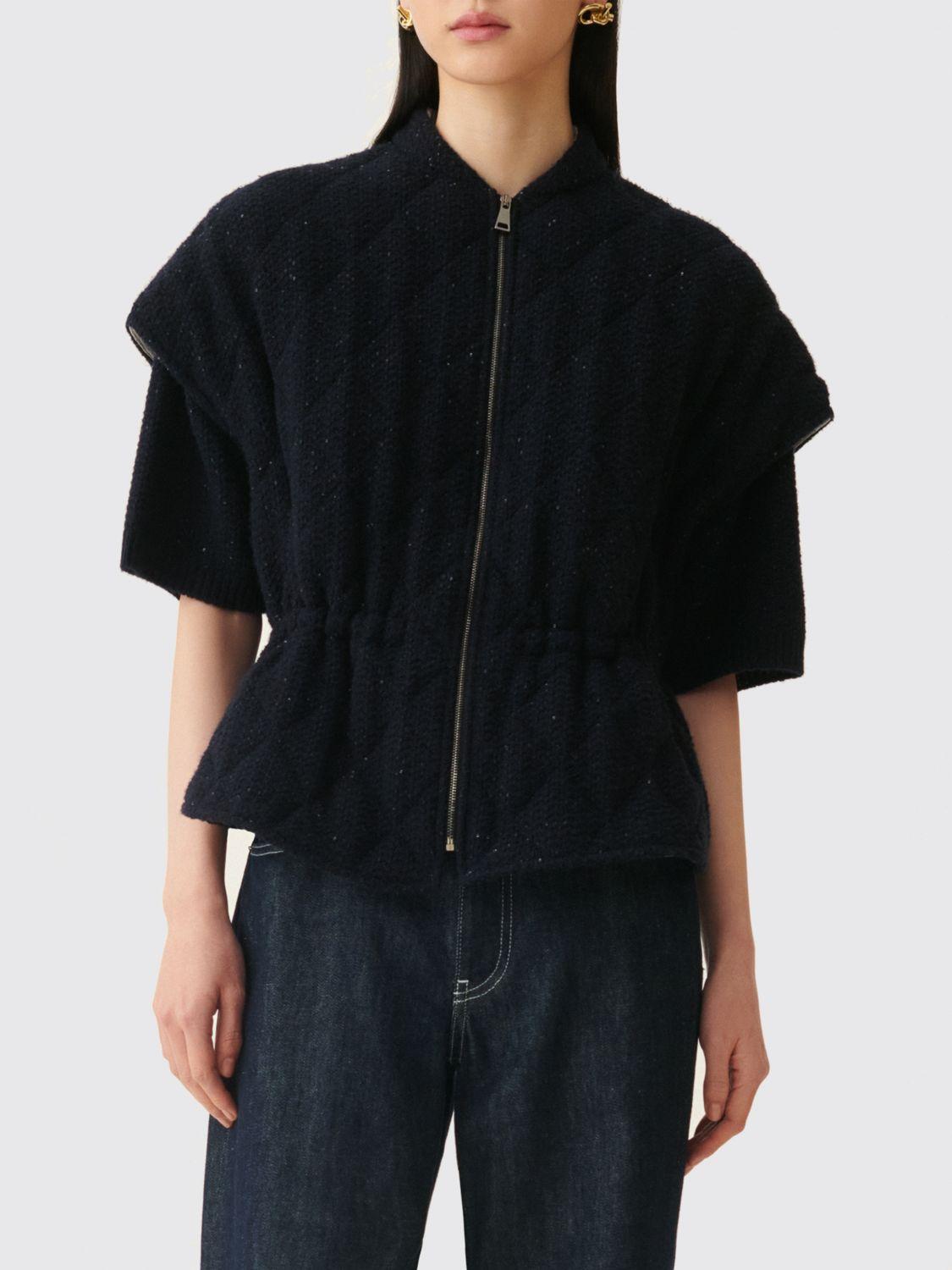 Short Padded Wool and Cashmere Cape with a Bomber Collar