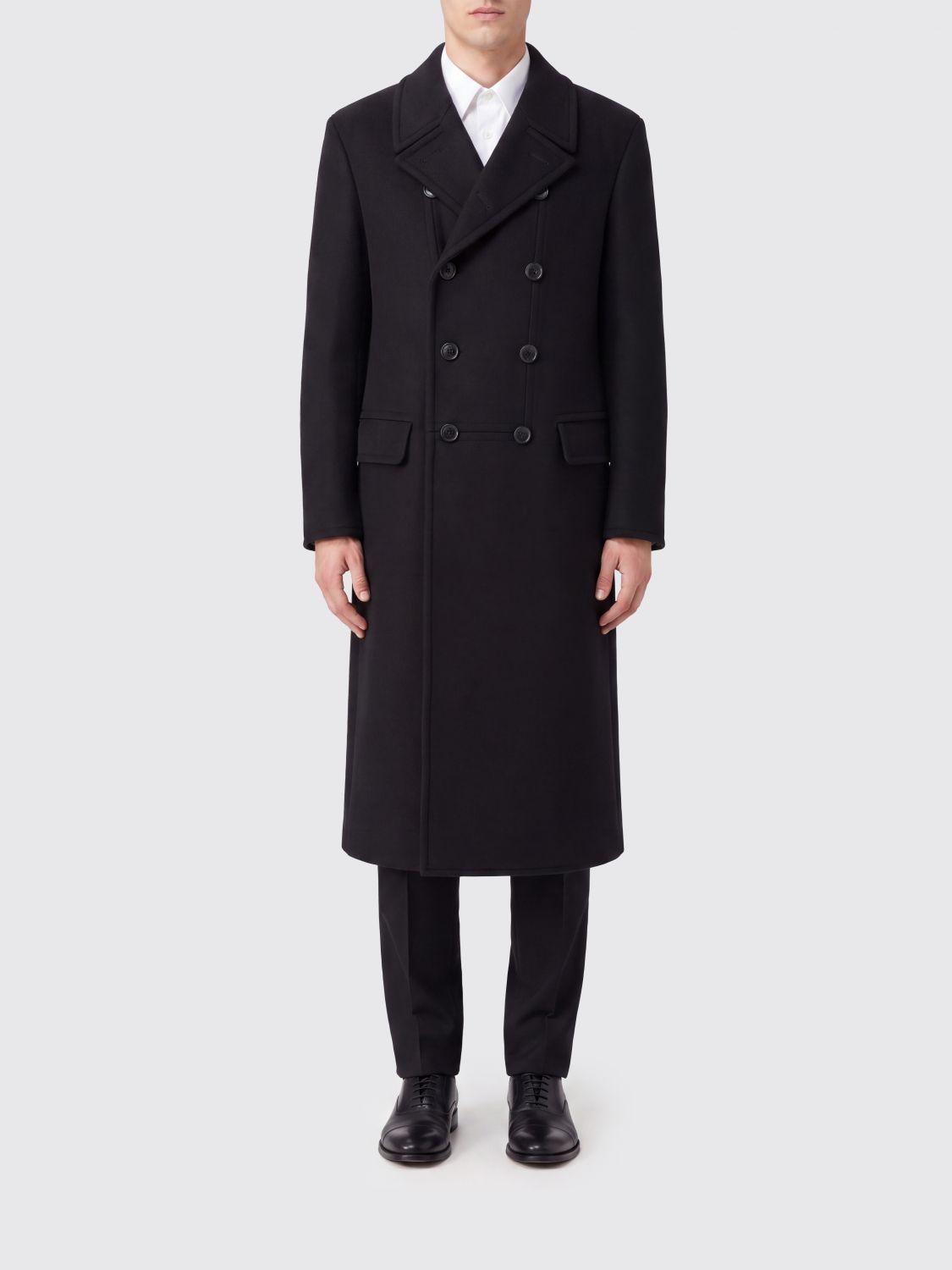Double-Breasted Virgin Wool and Cashmere Blend Coat with Peak Lapels