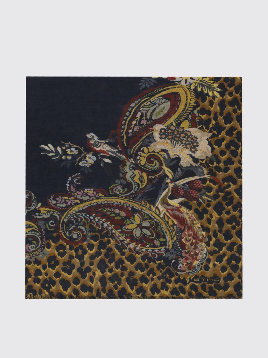 Paisley Print Modal and Cashmere Scarf with Fringed Edges