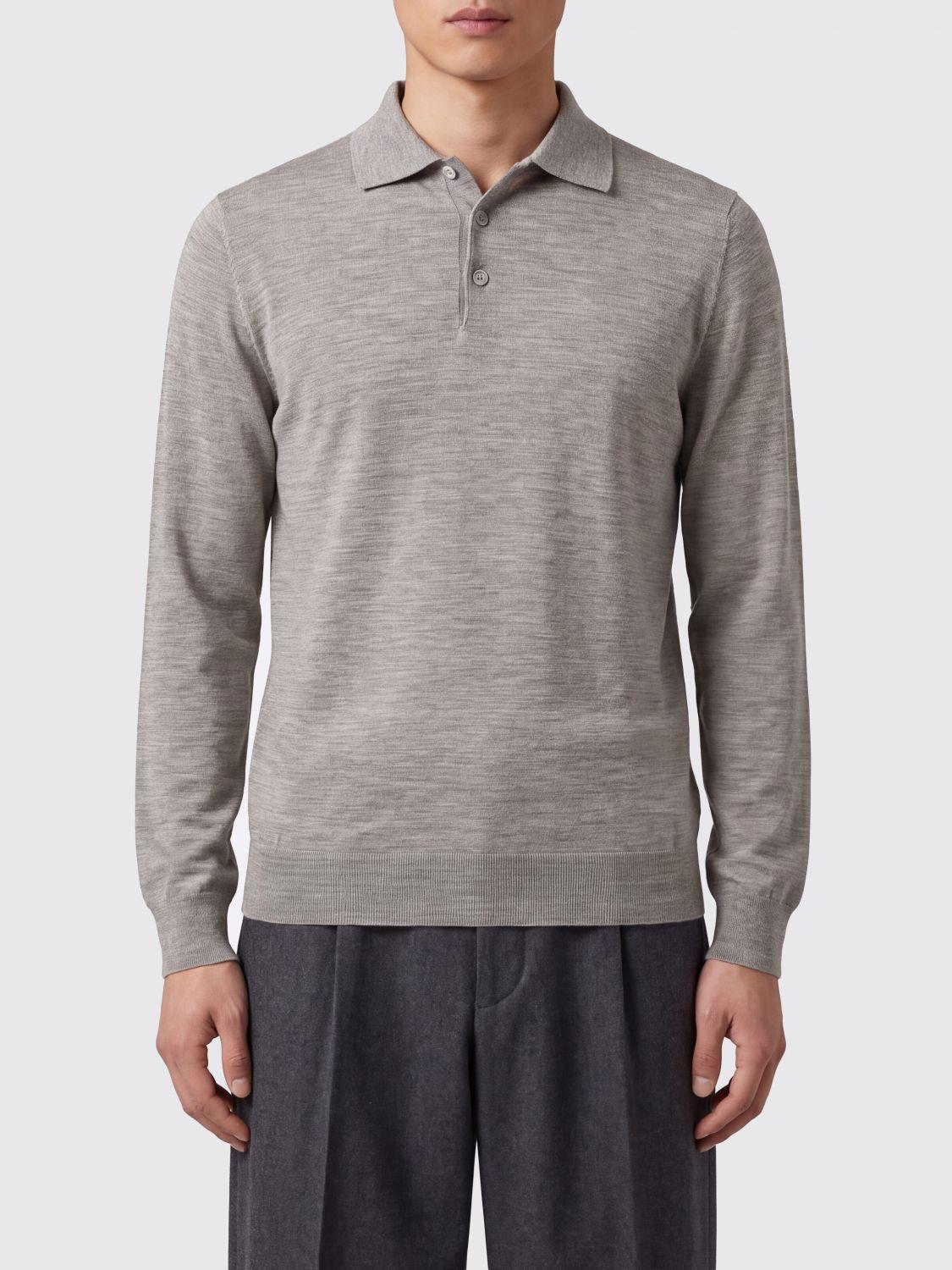 Long-Sleeved Knit Cashmere Polo Shirt