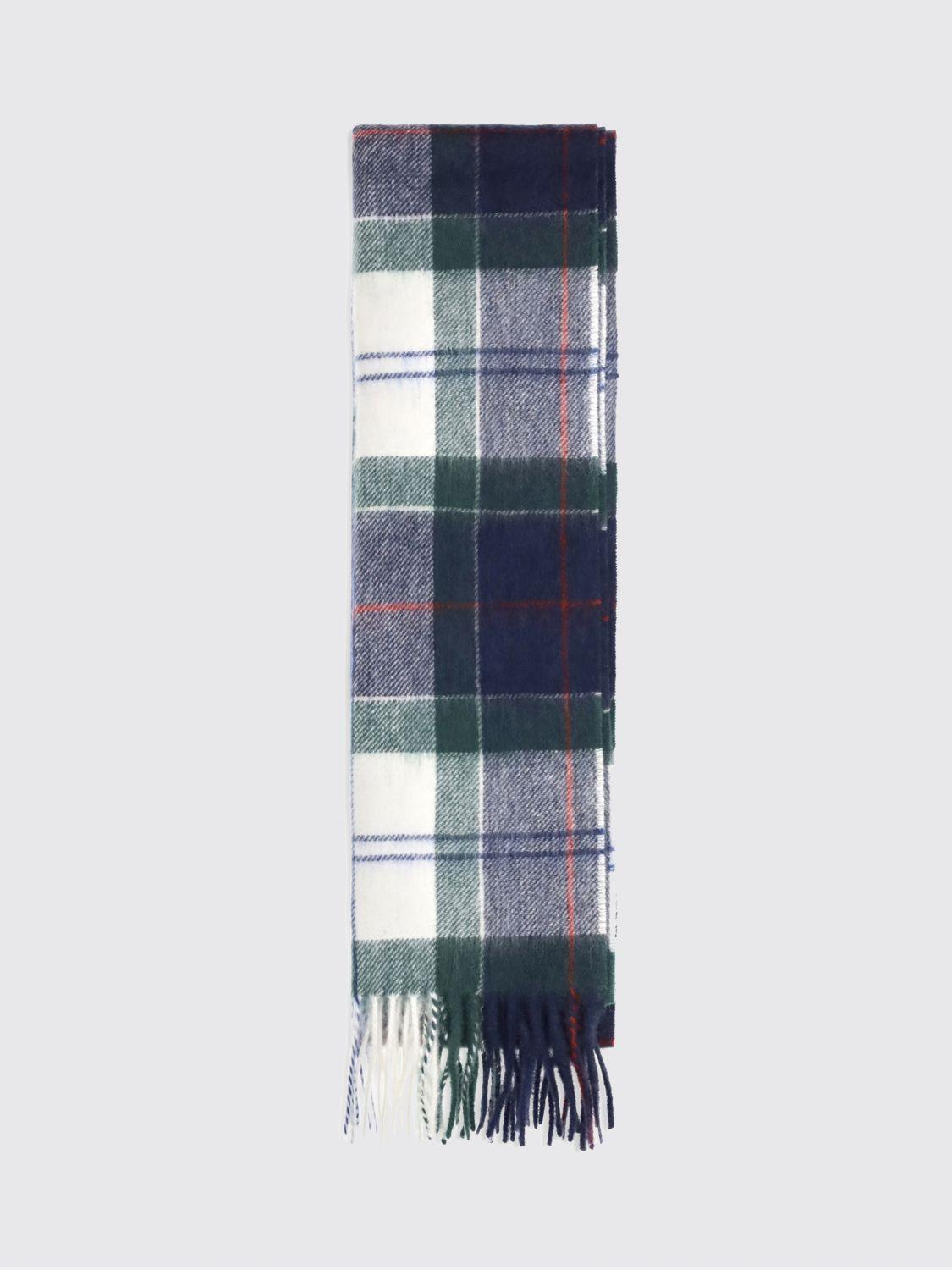 Rectangular Tartan Wool and Cashmere Scarf with Fringes