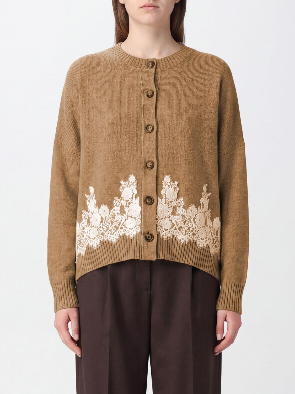 Cashmere and Camel Hair Cardigan with Lace Inserts