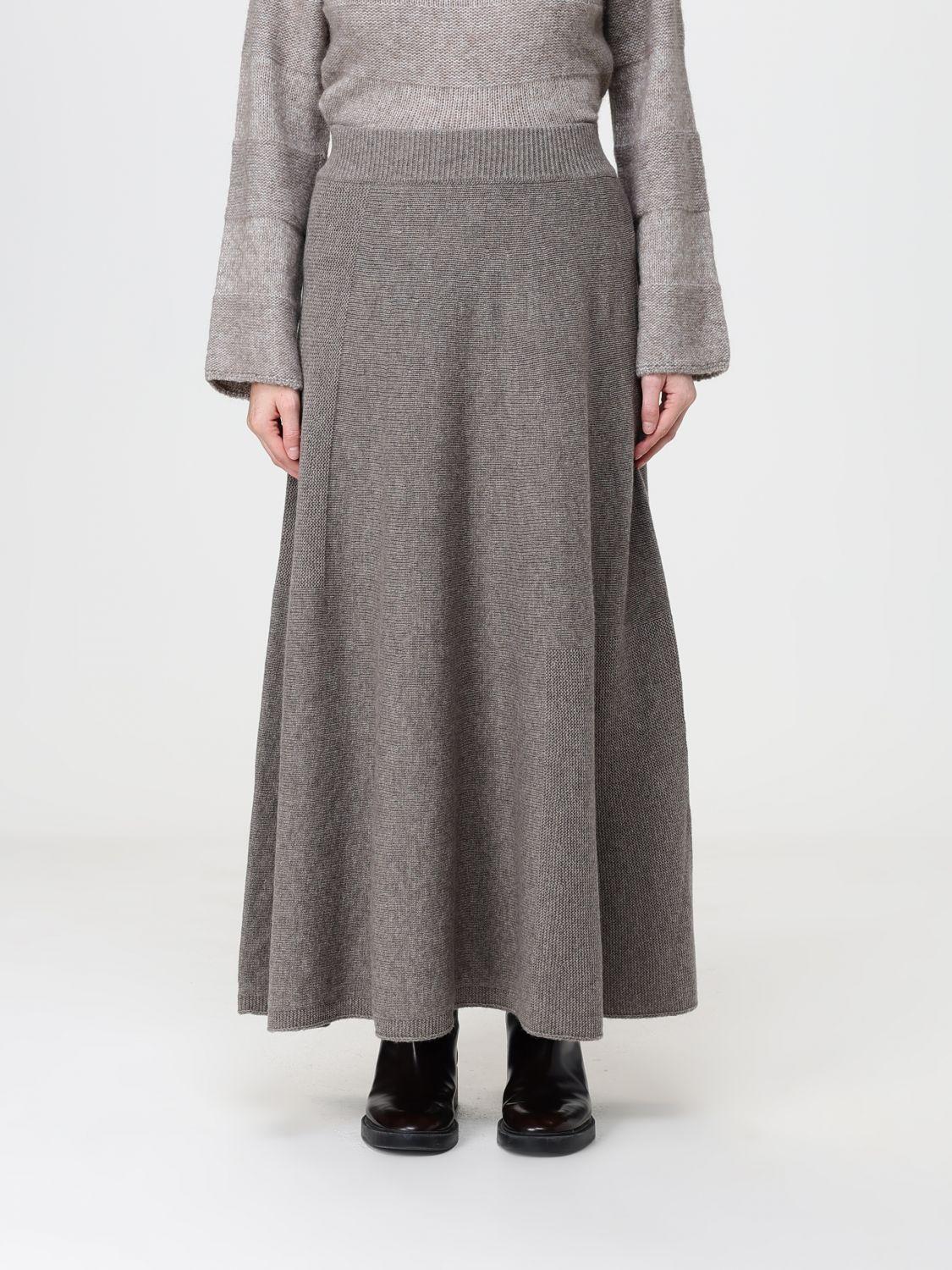 High-Waisted A-Line Maxi Skirt in Wool and Cashmere Blend