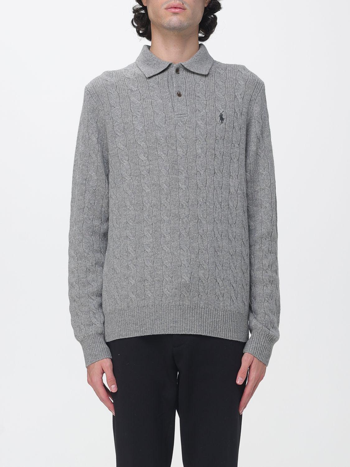 Long-Sleeve Knitted Polo in Wool and Cashmere with Pony Logo