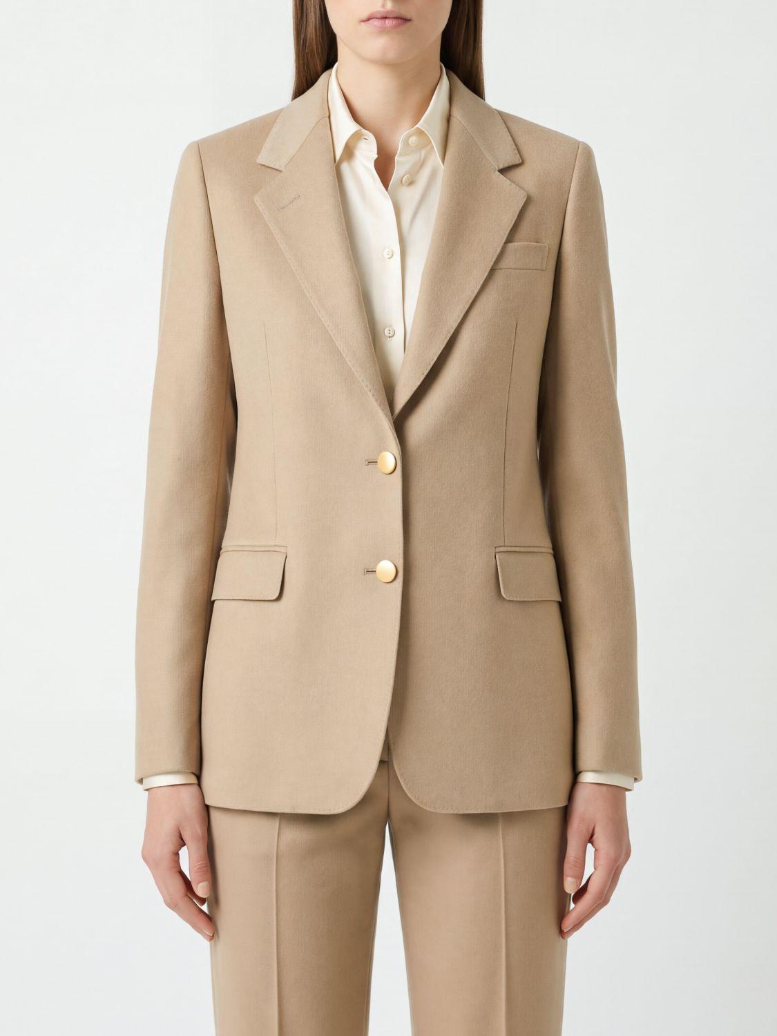 Slim Fit Single-Breasted Blazer in Pure Cashmere with Classic Lapels