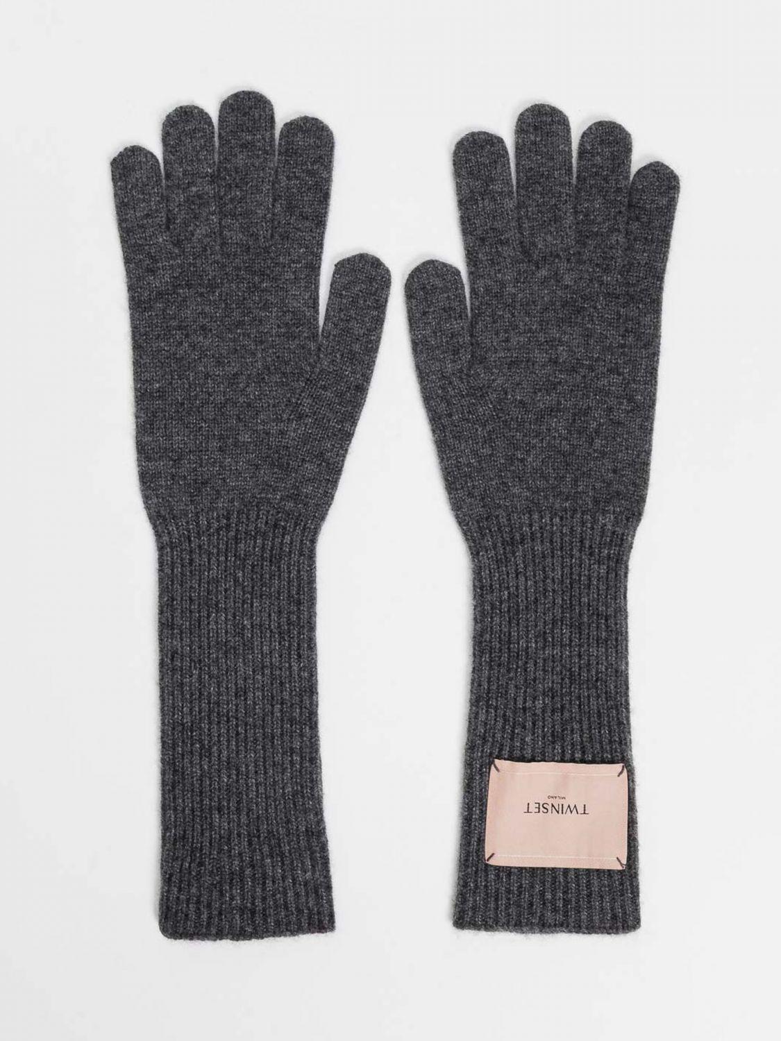 Wool and Cashmere Blend Gloves with Applied Logo and Ribbed Cuffs