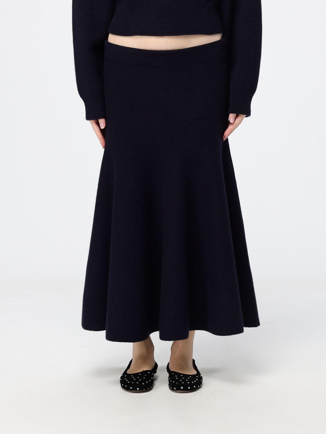 ALAÏA Flared Midi Knit Skirt in Cashmere with Elastic Waist