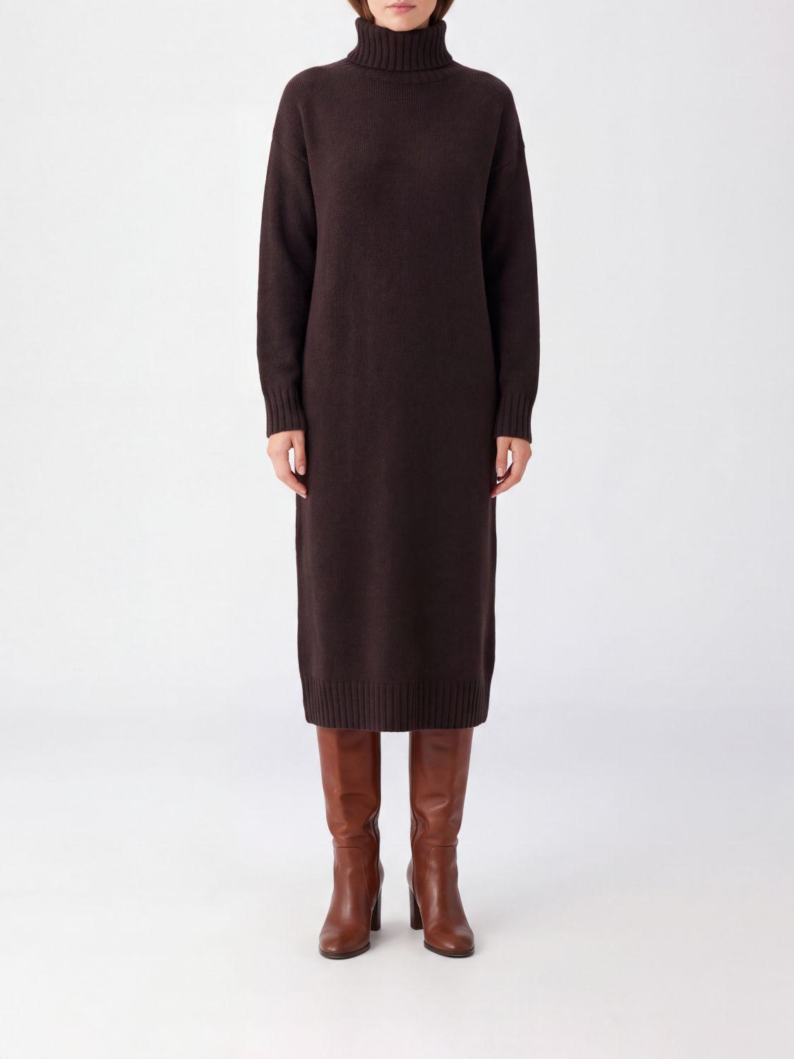 Wool and Cashmere Knit Turtleneck Midi Dress