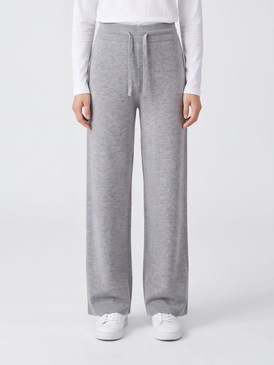 Wool and Cashmere Knit Jogging Trousers with a High-Rise Drawstring Waist