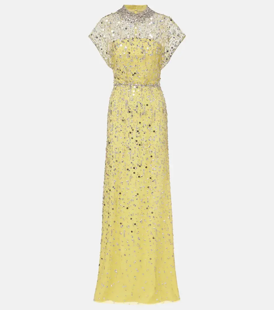 Jenny Packham Crystal Drop Beaded Gown