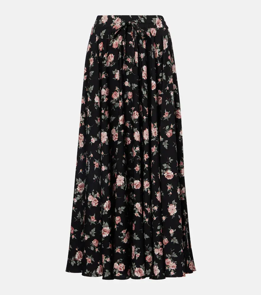 & Gabbana Floral Silk-blend Charmeuse Maxi Skirt