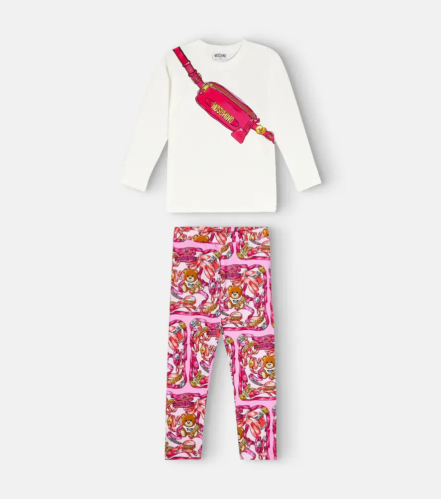 Moschino Kids Printed Cotton-blend Top and Leggings Set