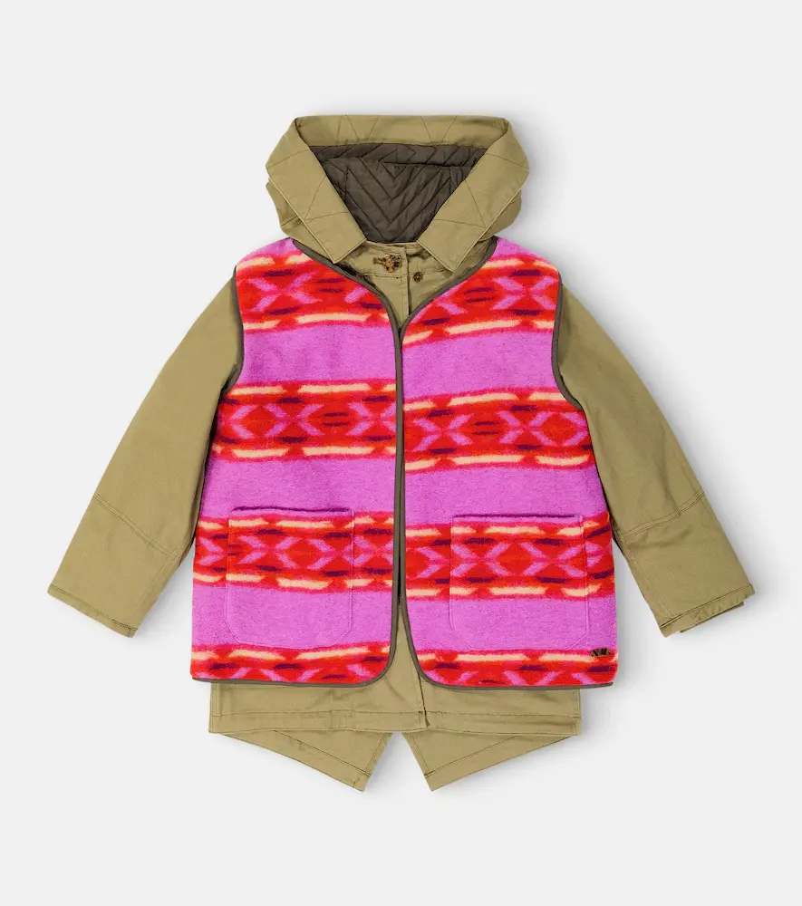 & Soda Kids Layered Printed Cotton Coat