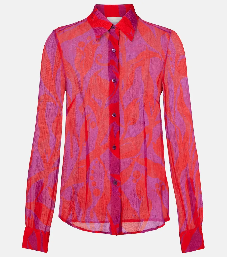 Dries van Noten Cloudy Printed Silk Shirt