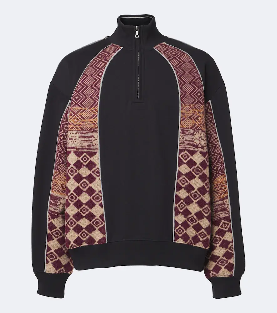 Dries van Noten Cotton and Wool Half-zip Sweater
