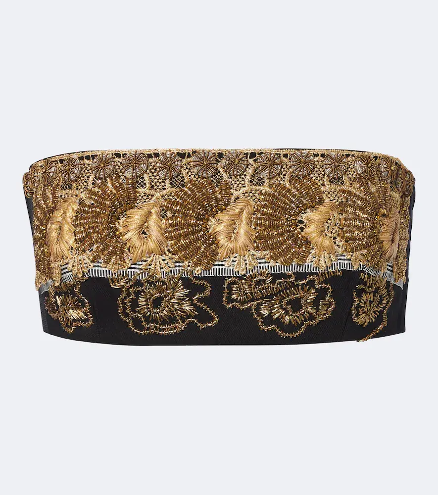 Dries van Noten Embroidered Cotton Bandeau Top