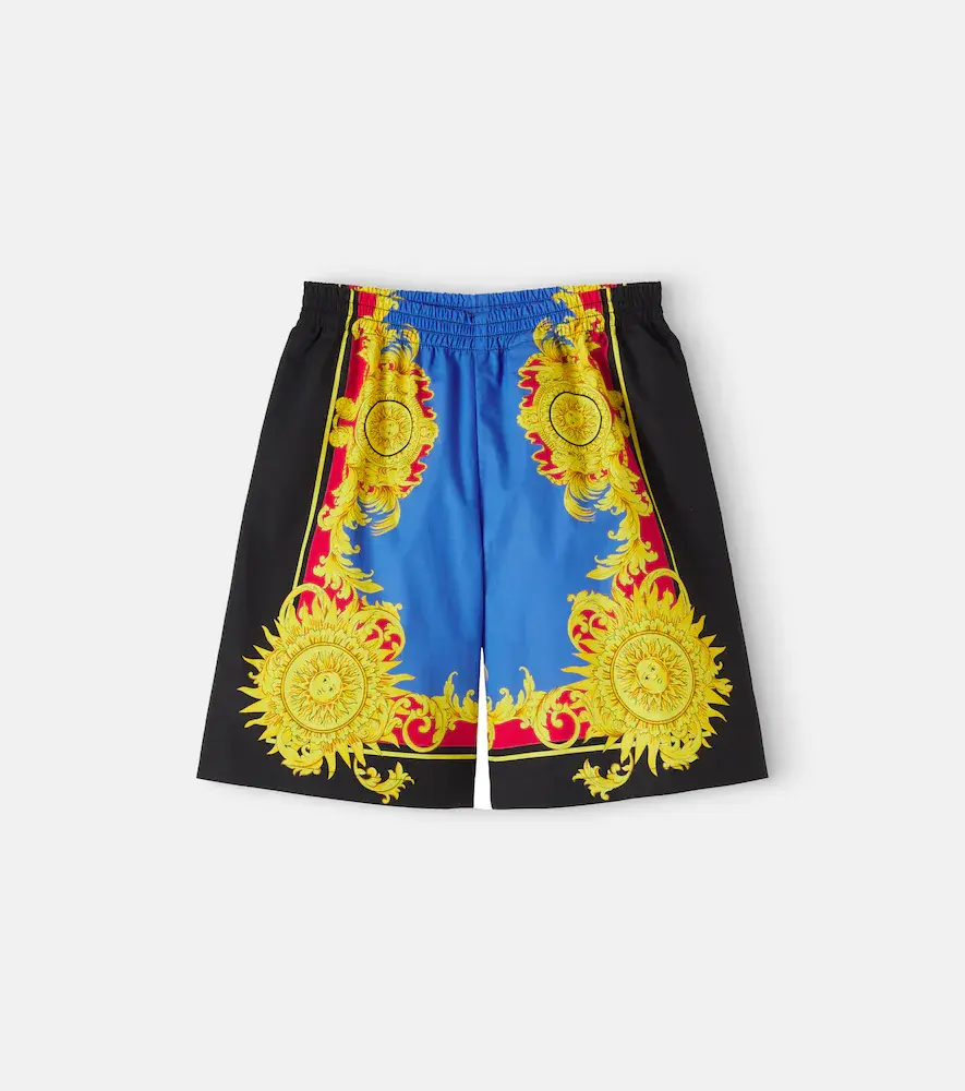 Versace Kids Printed Cotton Poplin Shorts