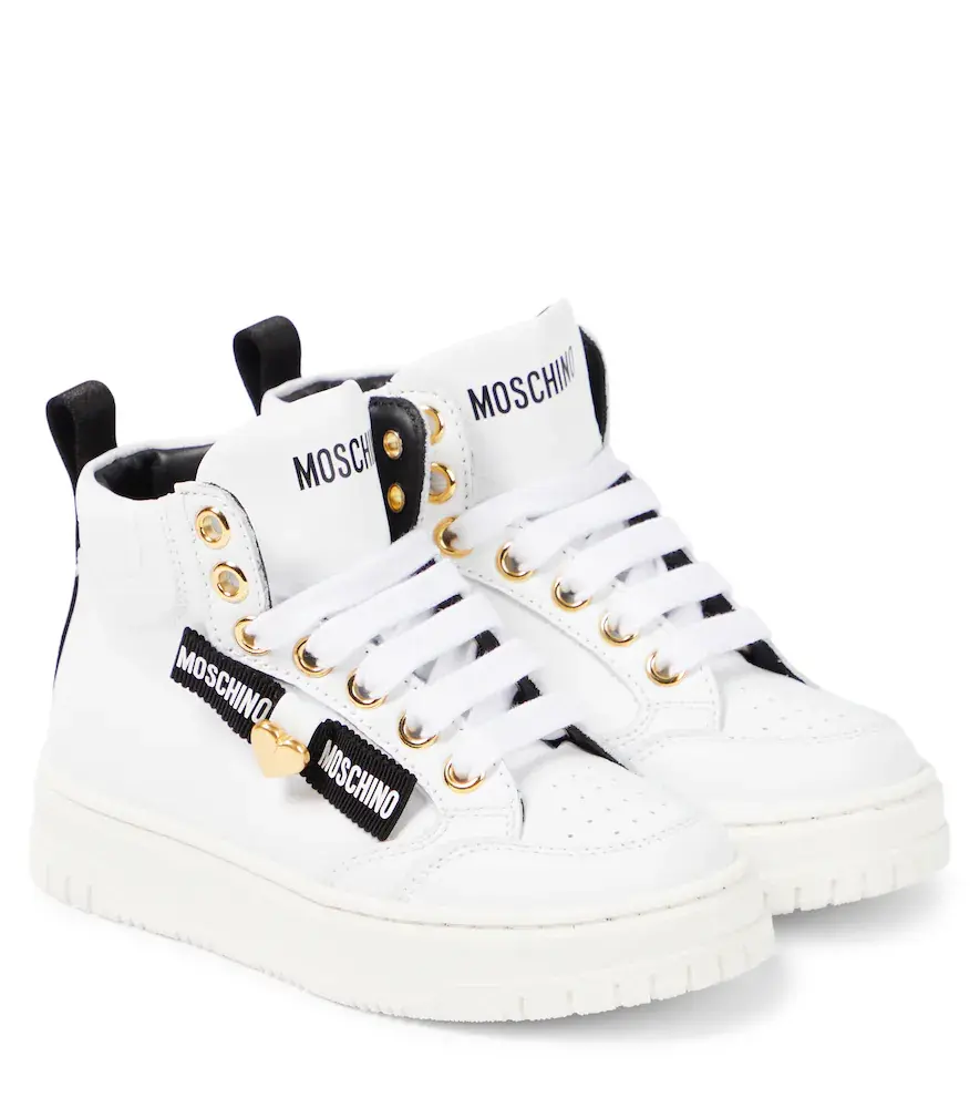 Moschino Kids Logo Leather Sneakers