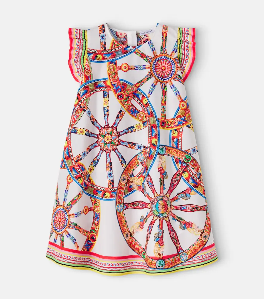 & Gabbana Kids Carretto Ruffled Cotton Poplin Dress