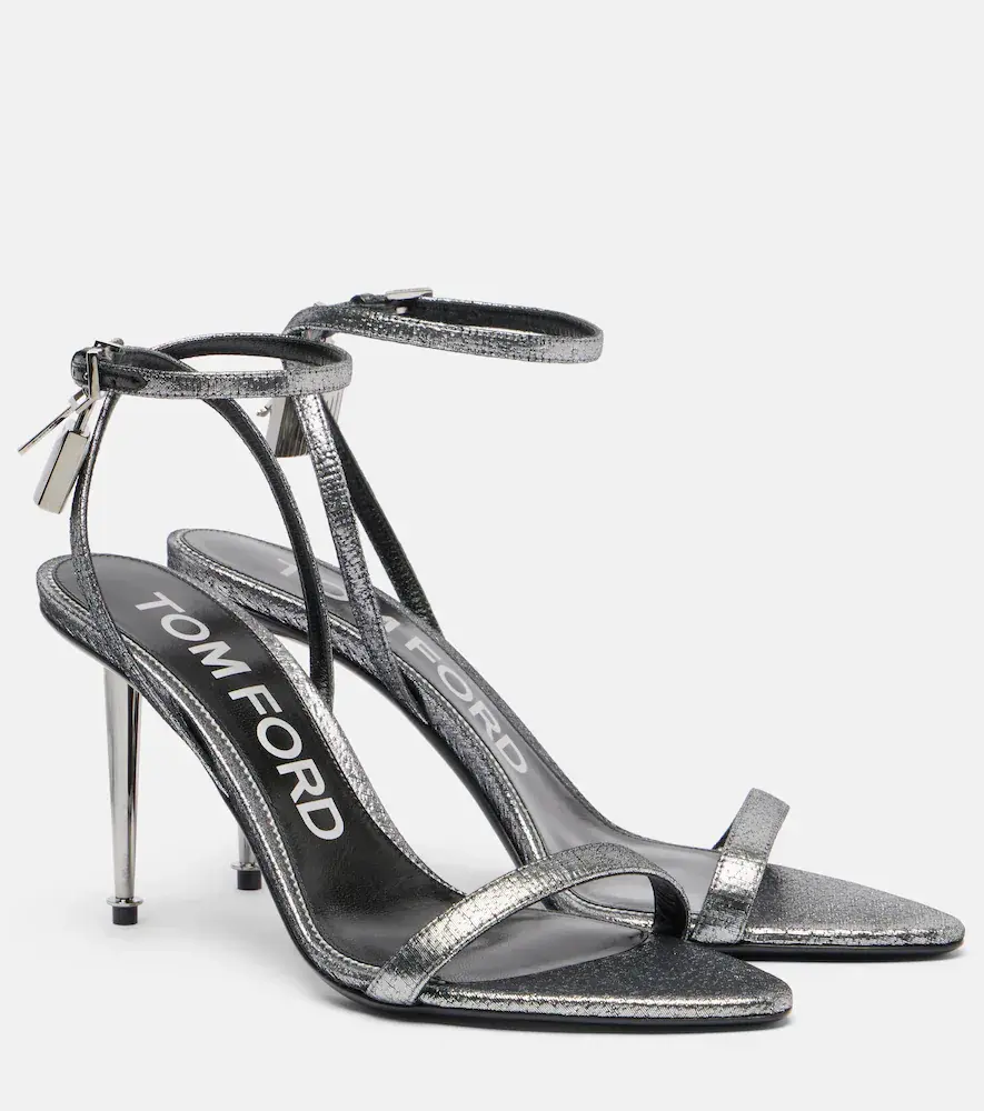 Tom Ford Padlock 85 Metallic Sandals