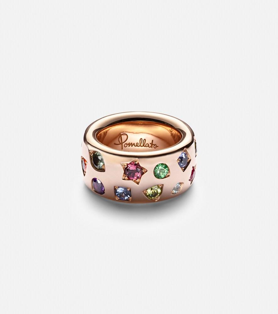 Iconica Large 18kt Rose Gold Ring with Gemstones