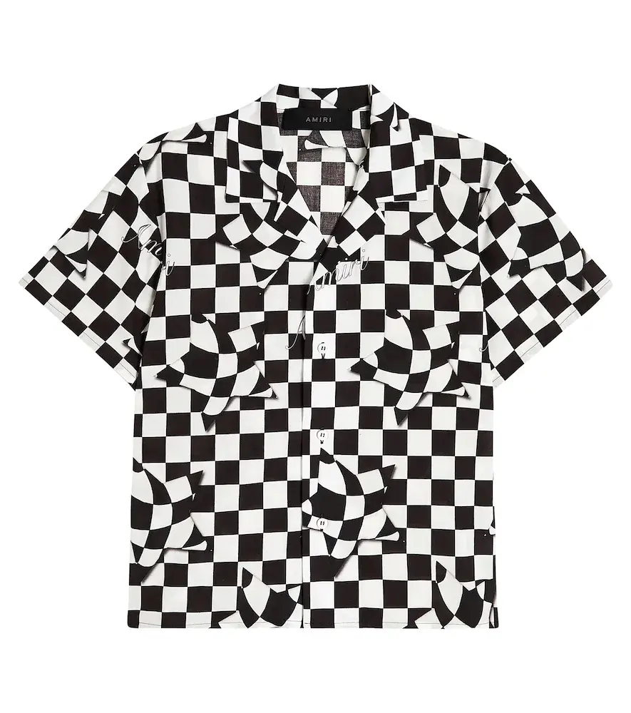 Amiri Kids Checked Cotton Bowling Shirt