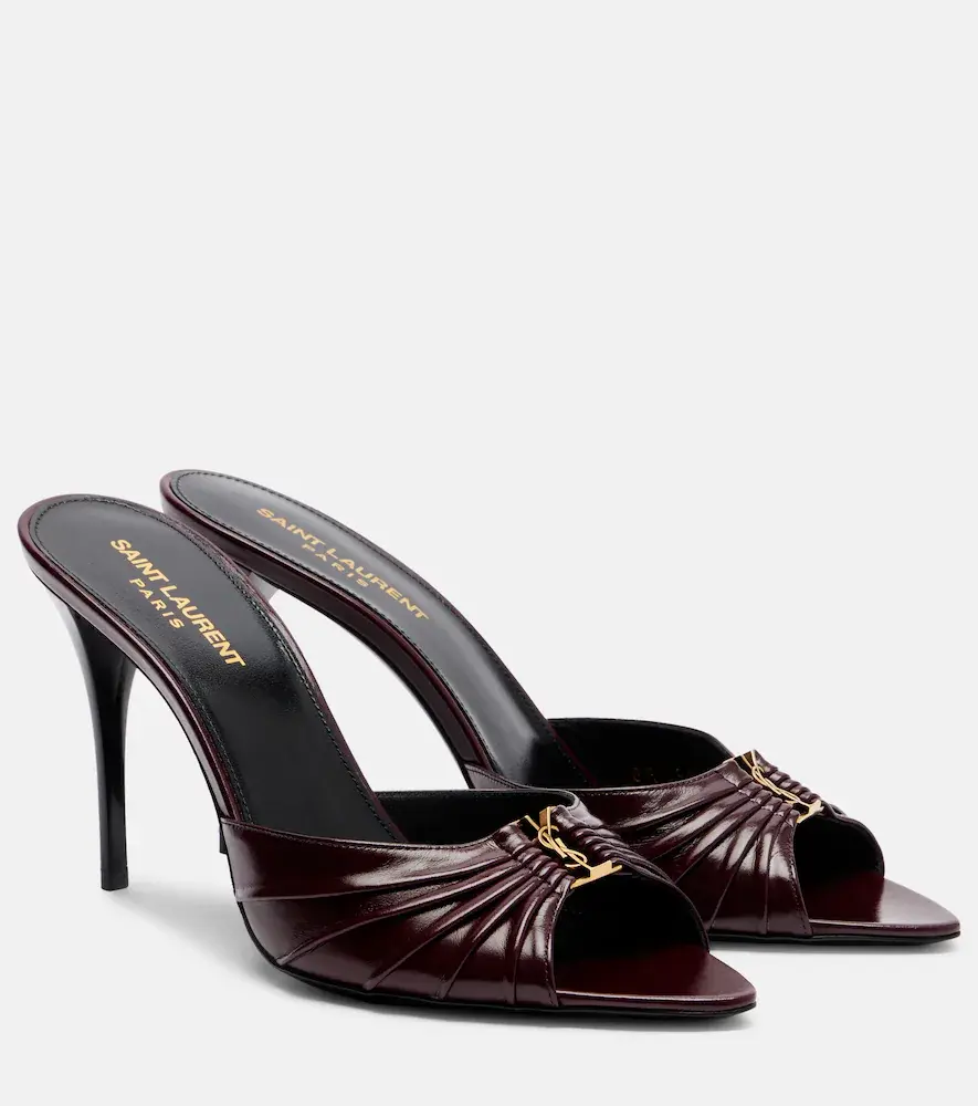 Saint Laurent Babylone Cassandre Leather Mules
