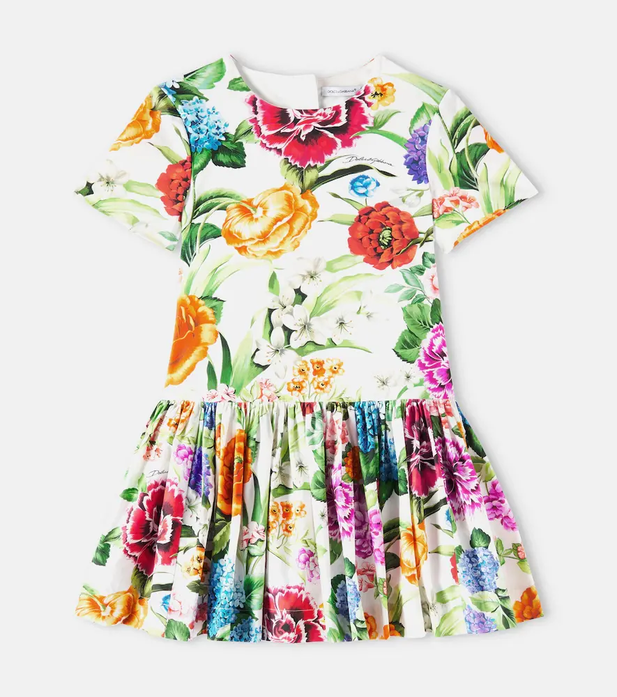 & Gabbana Kids Floral Cotton Poplin Dress