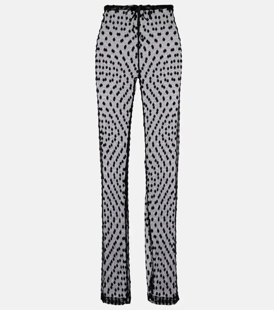 Dries van Noten Polka-dot Mesh Slim Pants