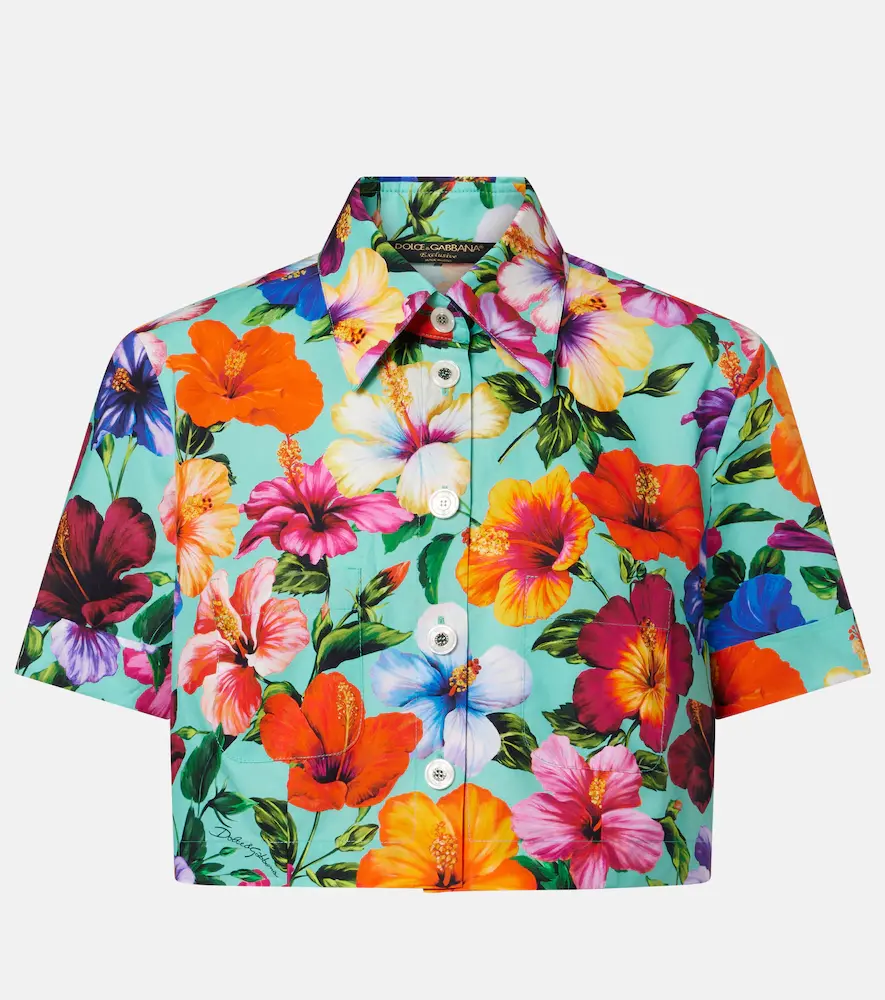& Gabbana Floral Cotton Crop Top