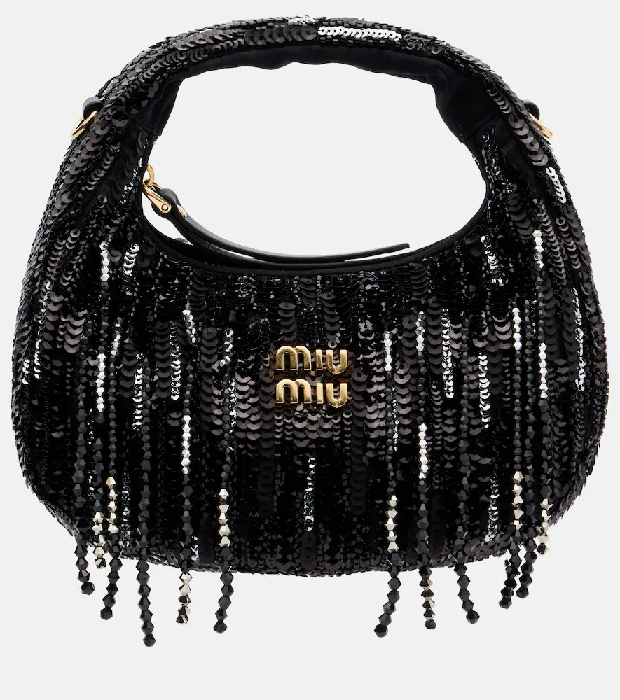 Miu Miu Wander Mini Embellished Top-handle Bag