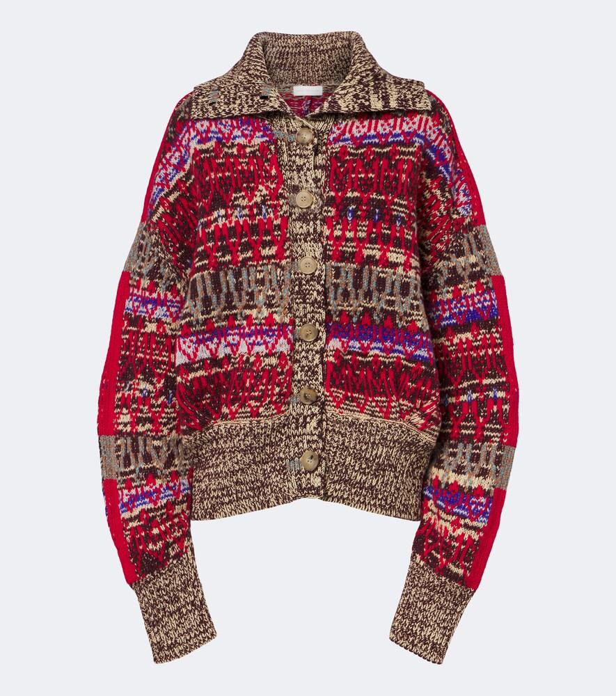 Dries van Noten Oversized Wool and Cashmere Jacquard Cardigan