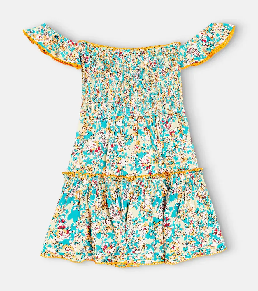 Poupette St Barth Kids Aurora Floral Off-shoulder Dress