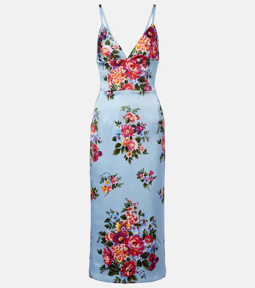 & Gabbana Floral Satin Midi Dress