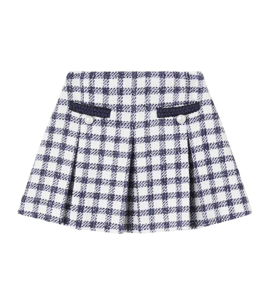 Self-Portrait Kids Checked Boucle Skirt