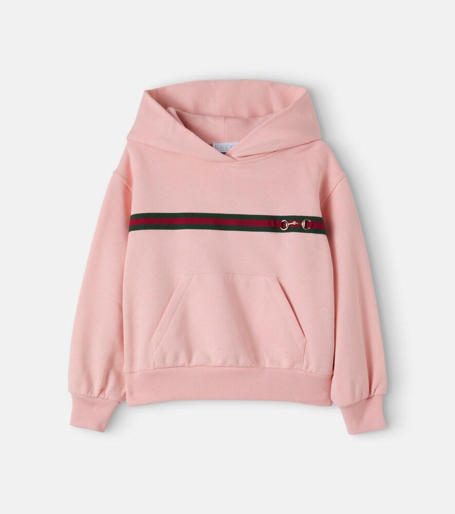 Gucci Kids Web Horsebit Embellished Cotton Hoodie