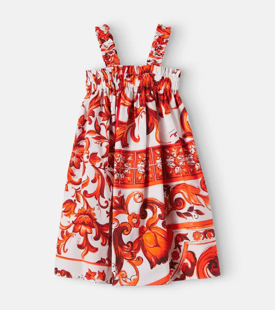 & Gabbana Kids Majolica Cotton Dress