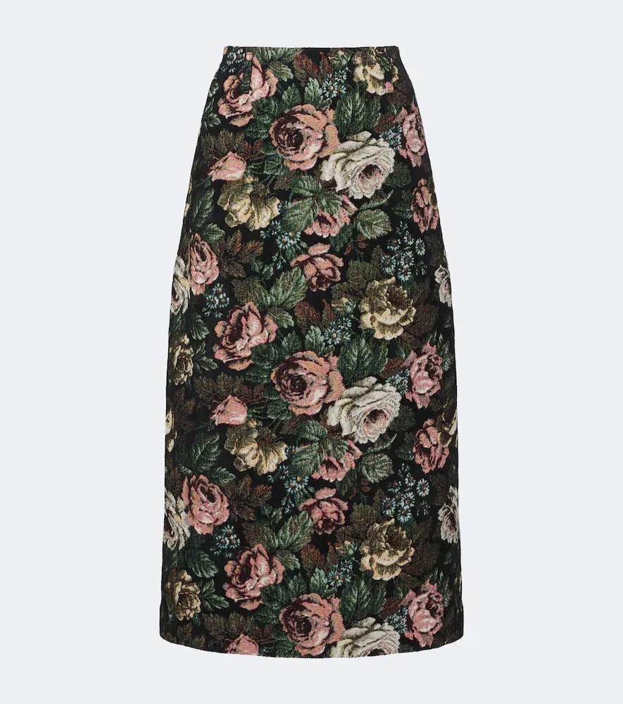 Dries van Noten Floral Jacquard Midi Skirt