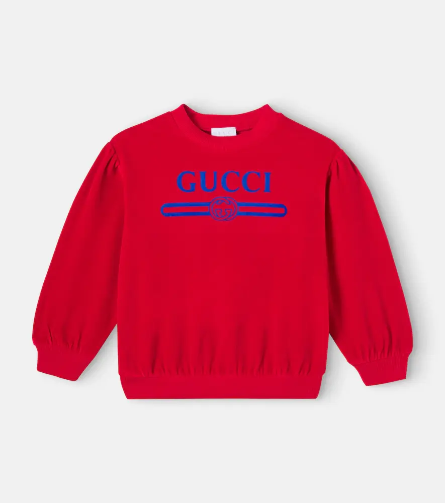 Gucci Kids Logo Cotton-blend Velvet Sweatshirt