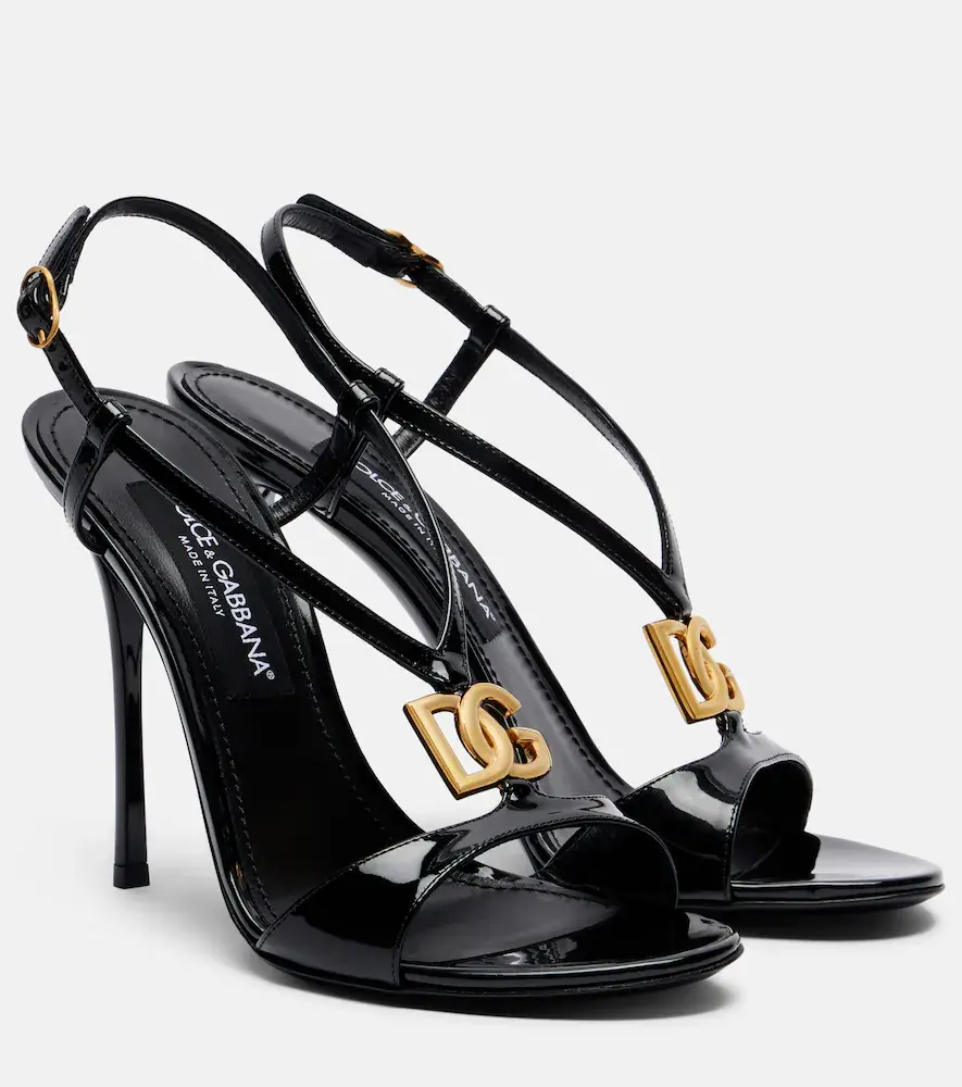& Gabbana DG Patent Leather Slingback Sandals
